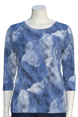 Michael Gold Forever polyester bluser med 3/4 ærme blåt cirkel mønster